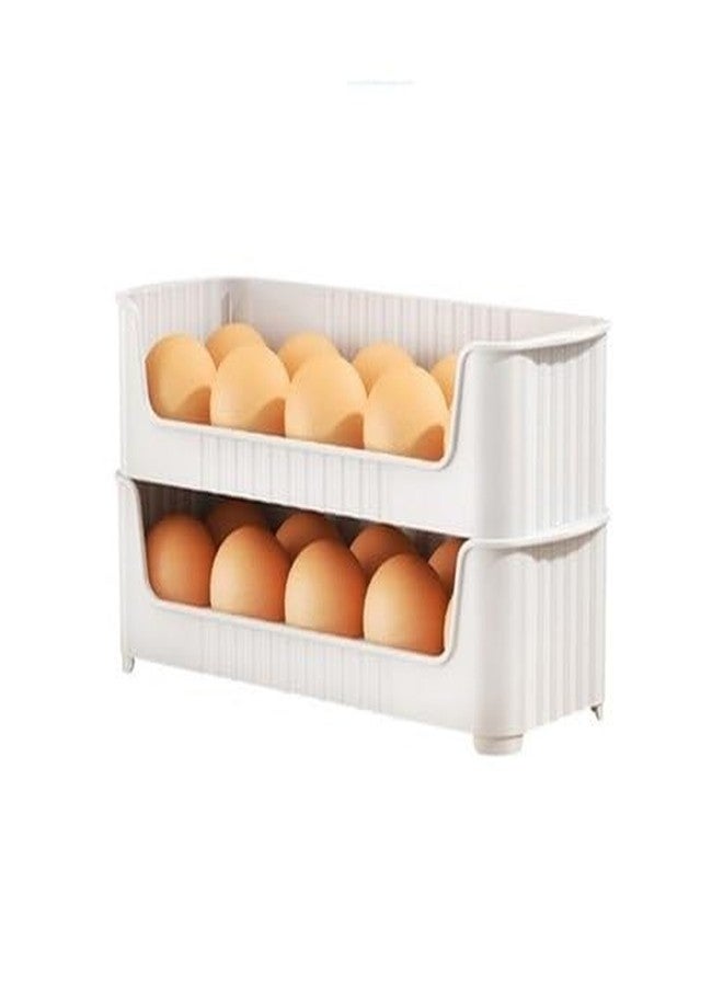 Forewild Stackable Egg tray for 20 eggs Egg Box Eggs Storage Box, Egg Container for Fridge, Egg Holder - Ideal Egg storage box for fridge Egg tray for fridge - Durable egg organiser (Pack of 2) - Image 1